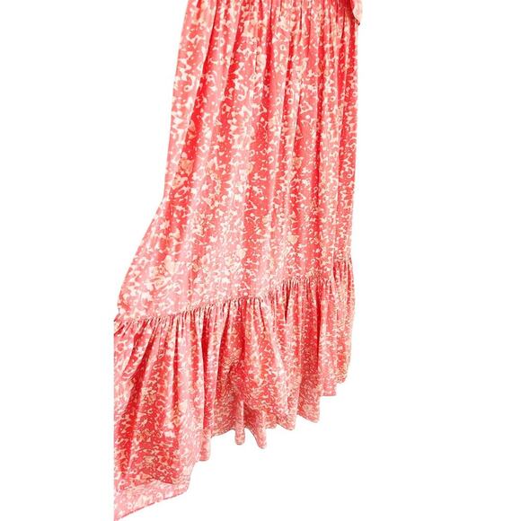 ULLA JOHNSON Freida Printed Cotton Midi Dress Coral Batik Red Orange White US 4 - Picture 9 of 12